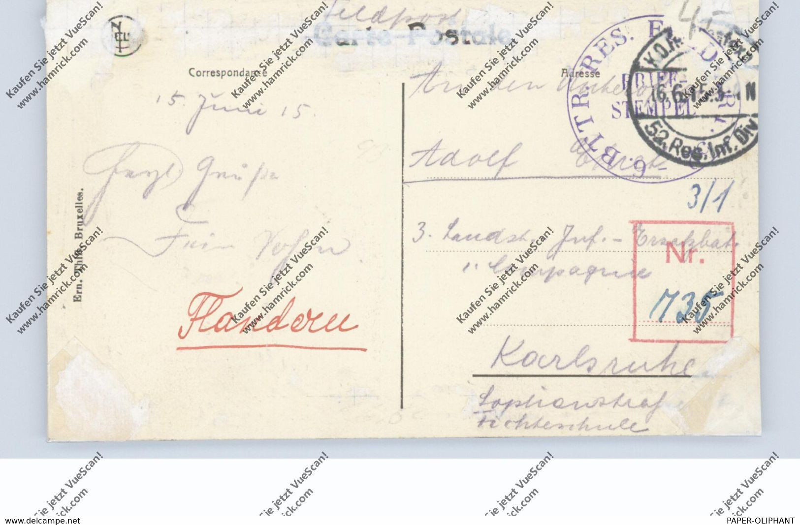 B 8800 ROESELARE / ROULERS, Chaussee De Menin, Deutsche Feldpost, 1915 - Roeselare