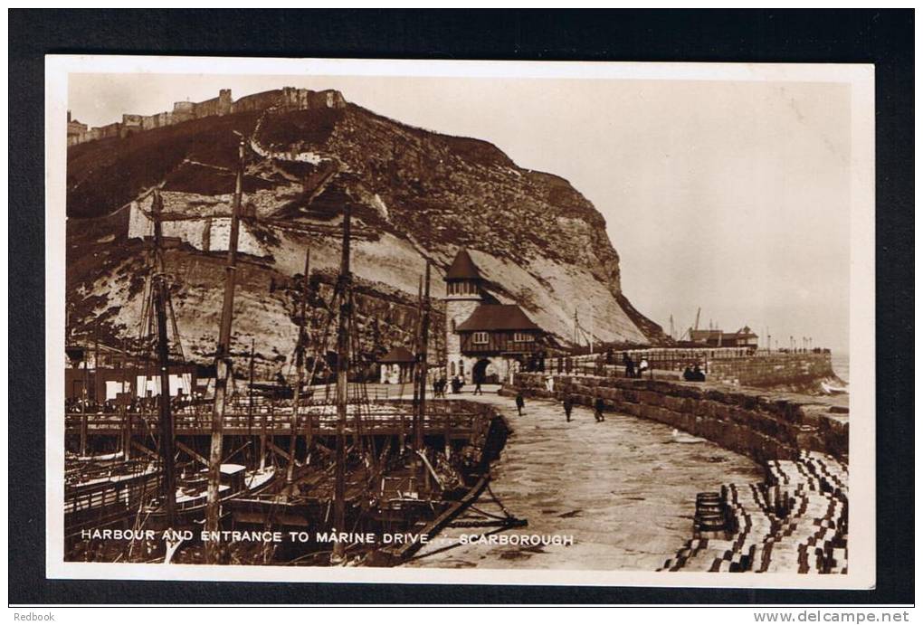RB 875 - Real Photo Postcard - Harbour &amp; Entrance To Marine Drive Scarborough Yorkshire - Scarborough