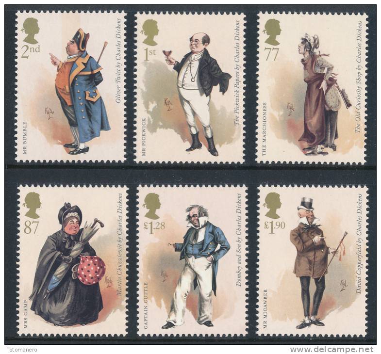 GREAT BRITAIN 2012, Charles Dickens 1812-1870, Set Of 6v & Mini Sheet** - Neufs