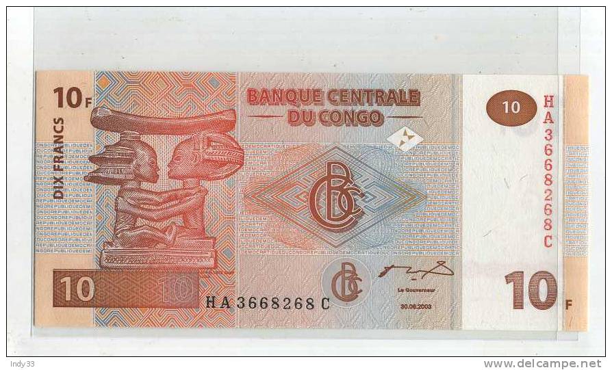 - CONGO . BILLET 10 F. 2003 - Unclassified