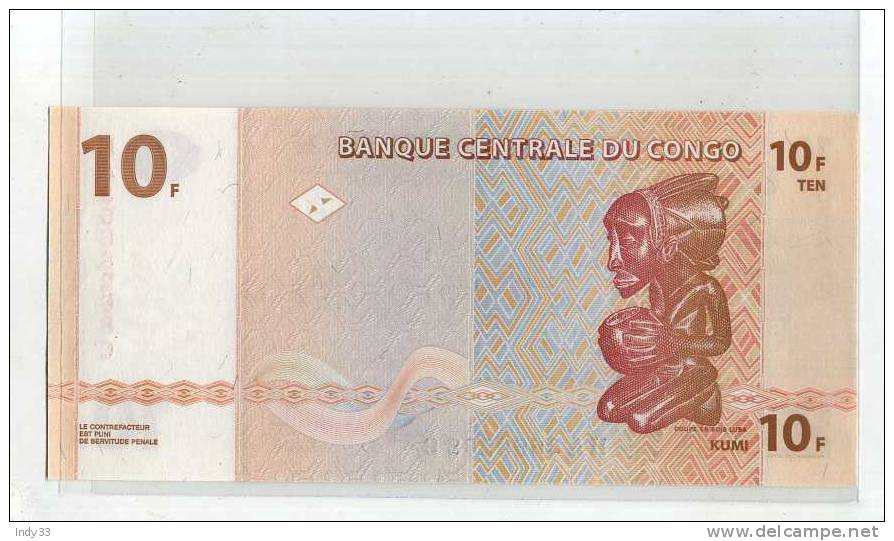 - CONGO . BILLET 10 F. 2003 - Ohne Zuordnung