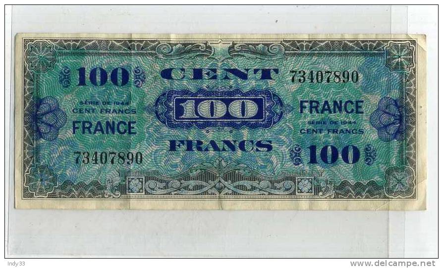 - FRANCE . 100 F. 1944 - 1945 Verso Francés