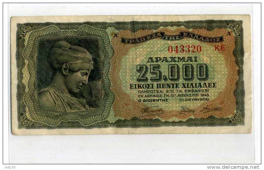 -GRECE . 25.000 D. 1943 - Grèce