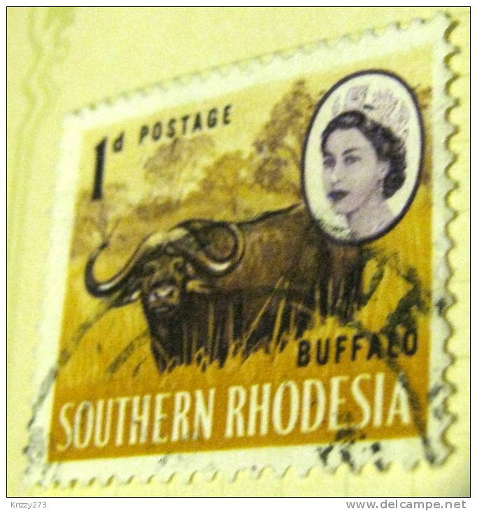 Southern Rhodesia 1964 Buffalo And Queen Elizabeth II 1d - Used - Southern Rhodesia (...-1964)