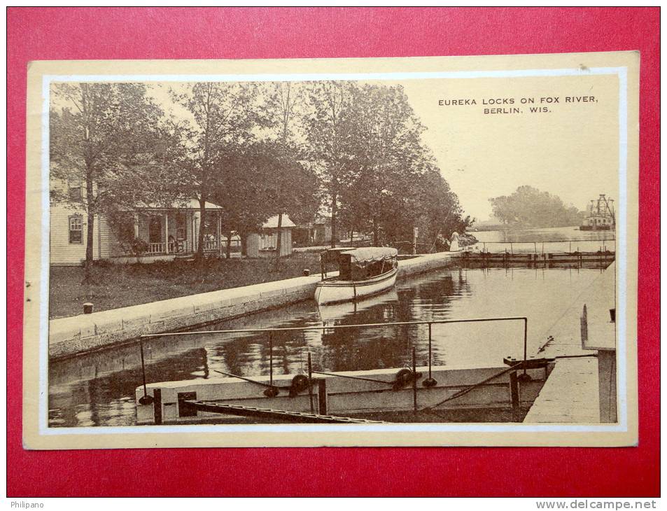 Berlin Wi  Eureka Locks On Fox  River 1933 Cancel  --- -  -    =    =ref 576 - Otros & Sin Clasificación