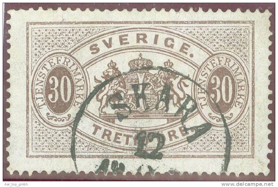 Schweden Dienst 1874- SKARA Mi#D9Ab Graubraun 30 Ore Z14 - Dienstzegels