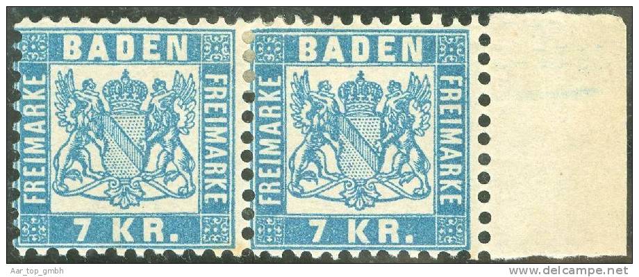 Baden 1871- Paar Mi#25b * Falz Ungebraucht Randstück - Nuevos