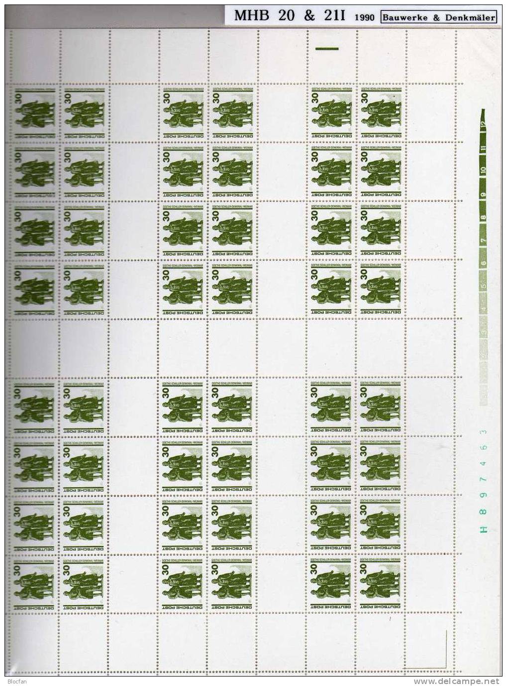 Goethe Denkmal Weimar 1990 DDR 3344/52 Plus MHB 20/21 ** 146€ Brandenburger Tor Berlin Für Markenheft Sheets GDR Germany - Se-Tenant