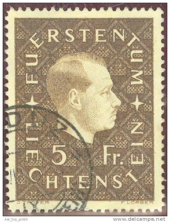 Liechtenstein 1939 Franz Josef II 5Fr. Zu#149 Mi#185 Gestempelt - Gebruikt