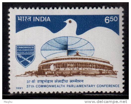 India MNH 1991, Commonwealth Parliamentary Conference, Peach Bird Dove, Globe - Ungebraucht