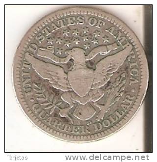 MONEDA  DE PLATA DE ESTADOS UNIDOS DE 1 QUARTER DEL AÑO 1915 DENVER (COIN) SILVER-ARGENT - 1892-1916: Barber