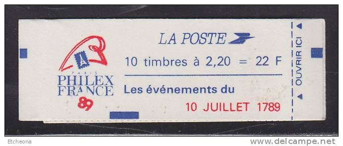 = Type Liberté De Delacroix 2.20fr Rouge Carnet  X 10  N° 2376-C12 Philex France 89 / 10 Juillet 1789 - Autres & Non Classés