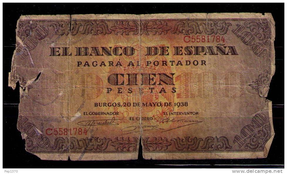 BILLETE DE 100 PESETAS DE 1938 - DETERIORADO - 100 Pesetas