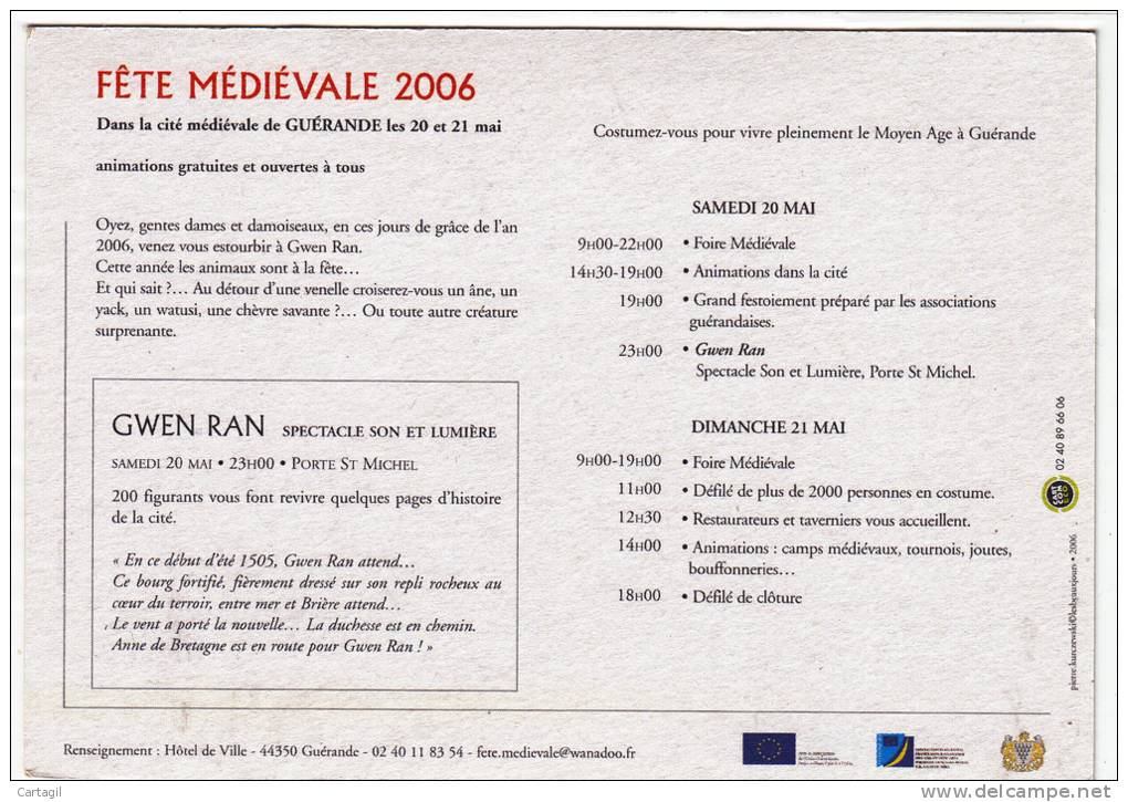 CPM?   -  Fête Médiévale De Guérande 2006 ( 2 Scans) - Demonstrations