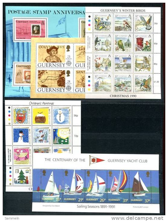 0485 - GB-GUERNSEY - Block 6-8 Und Kleinbogen 501-512 + 537-548 Postfrisch - Mnh Mini Sheets And Collective Sheets - Guernsey