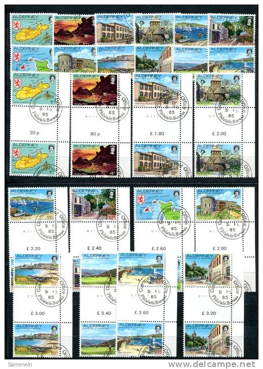 0490 - GB-GUERNSEY-ALDERNEY - Mi. 1-12 Gestempelt, Auf FDC Und Zwischenstege Gestempelt - Used Set, FDC And Gutter Pairs - Alderney