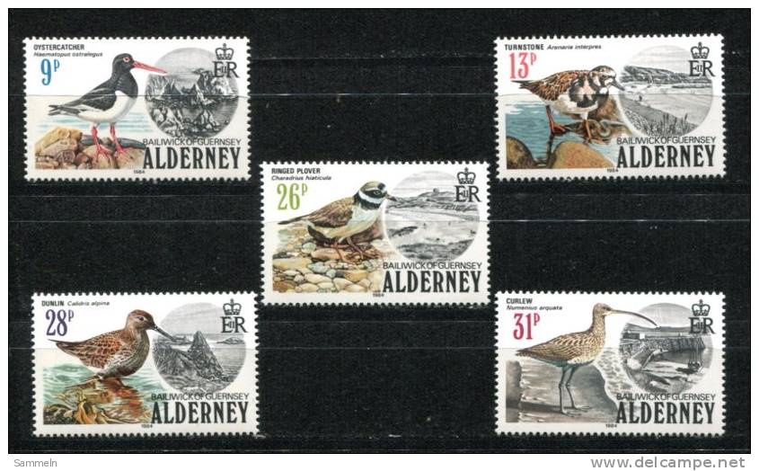 0492 - GB-GUERNSEY-ALDERNEY - Mi. 13-17 Postfrisch, Vögel - Mnh Set, Birds - Alderney