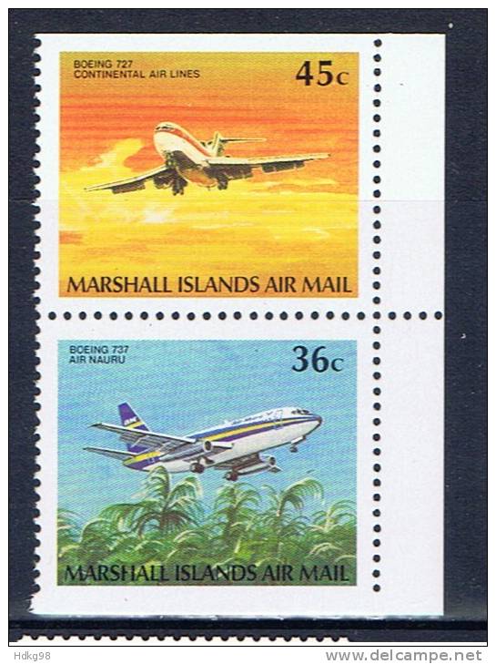 MH Marshallinseln 1989 Mi 218 220 Mnh Flugzeuge (Paar) - Marshall Islands