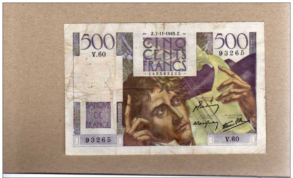 500 Francs Chateaubriand  7/11/1945 V 60 - 500 F 1945-1953 ''Chateaubriand''