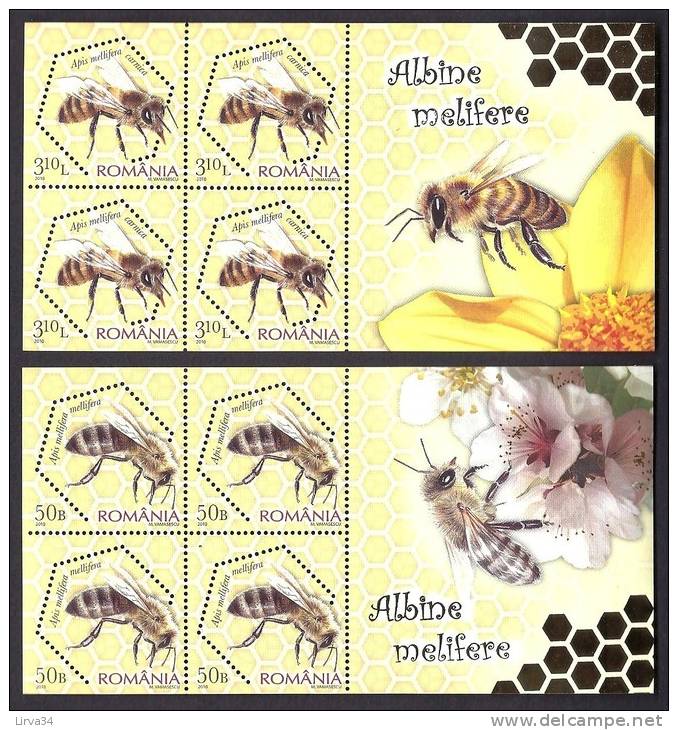 SERIE 4  BLOCS DE 4 TIMBRES THÉMATIQUE :  LES ABEILLES- ALBINE MÉLIFERE - NEUF**  LUXE- ROUMANIE- - Abeilles