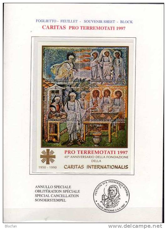 Erdbeben-Hilfe Der Caritas-International Vatikan 1002/5 Als Block 10I ** 40€ Im Gedenkheft Kunst Rom Booklet Bf Vaticane - Postzegelboekjes