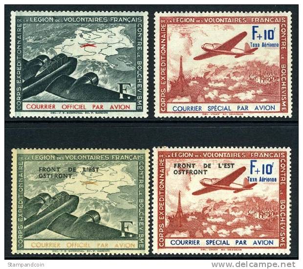 France Michel II-V Mint Hinged Expeditionary Corps, Volunteer Legion Airmail Set Fm 1941-42 - 1927-1959 Mint/hinged