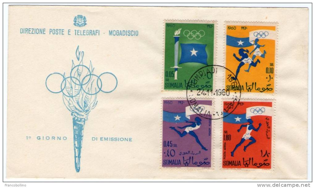 SOMALIA AFIS - FDC OLYMPIC GAMES ROME 1960 - Somalia (1960-...)