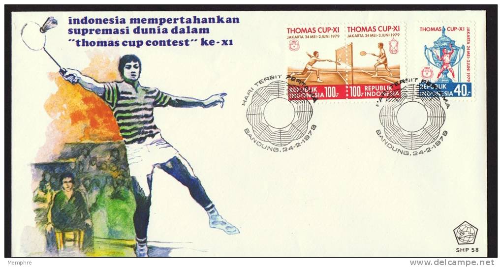 1979  Thomas Cup, Badminton  Unaddressed FDC - Indonésie