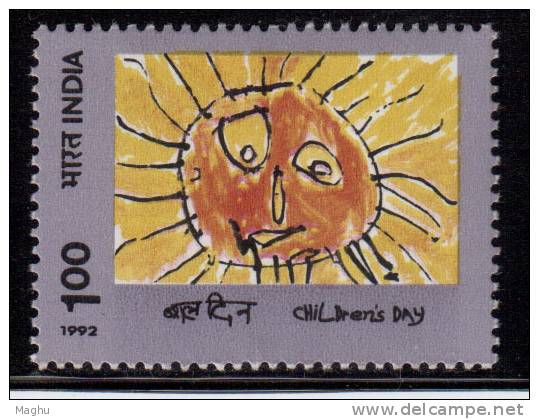 India MNH 1992,, Childrens Day, Art Painiting Of Sun, Astronomy - Nuevos