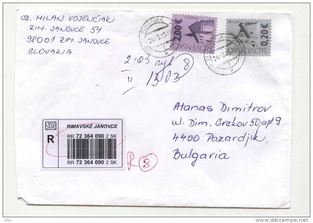 Mailed Cover (letter) With Stamps  Churches  From Slovakia To Bulgaria - Covers & Documents