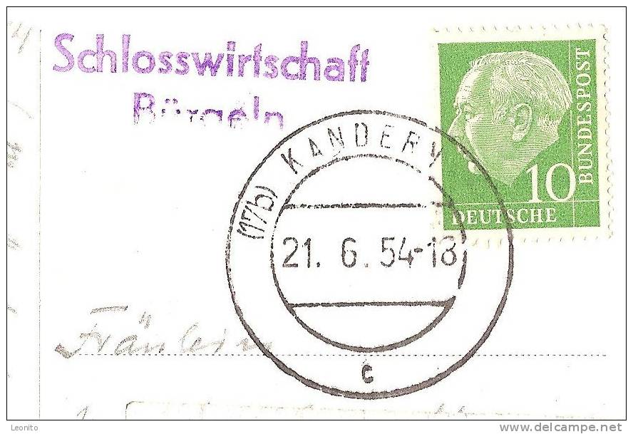 SCHLOSS BüRGELN Schlosswirtschaft Kandern 1954 - Loerrach
