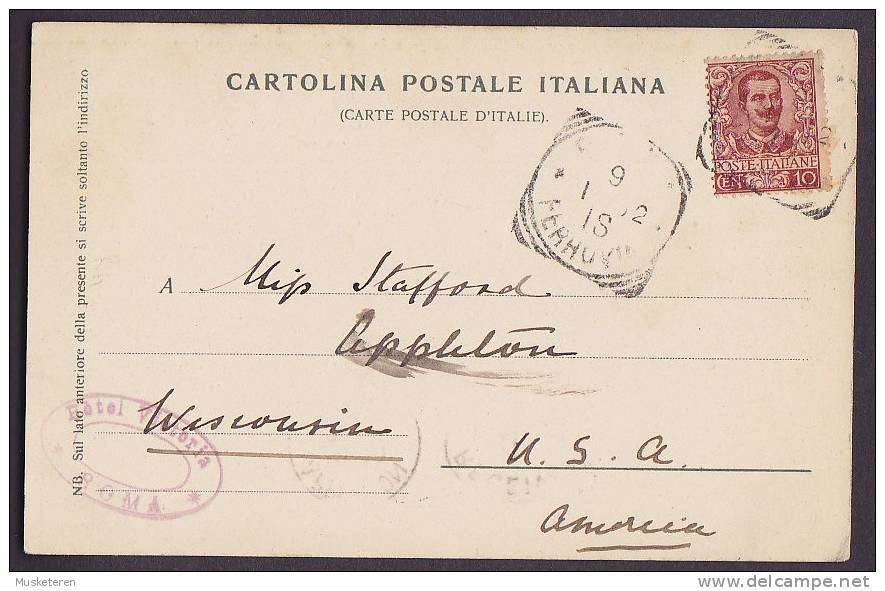 Italy PPC Roma Ponte E Castello St. Angelo HOTEL Victoria Cachet 1902 APPLETON United States Simple Backside (2 Scans) - Castel Sant'Angelo