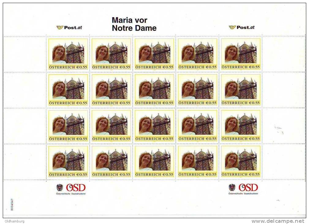 489wzi: Maria Vor Notre Dame, ** Bogen Komplette (issue De L´ Autriche/ 200 Auflage) - Personalisierte Briefmarken