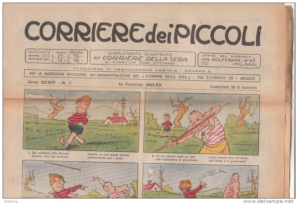 C0768 - CORRIERE DEI PICCOLI 16 Febbraio 1942/Illustrazioni MOLINO/BISI/BALDO//PAGOT - Corriere Dei Piccoli