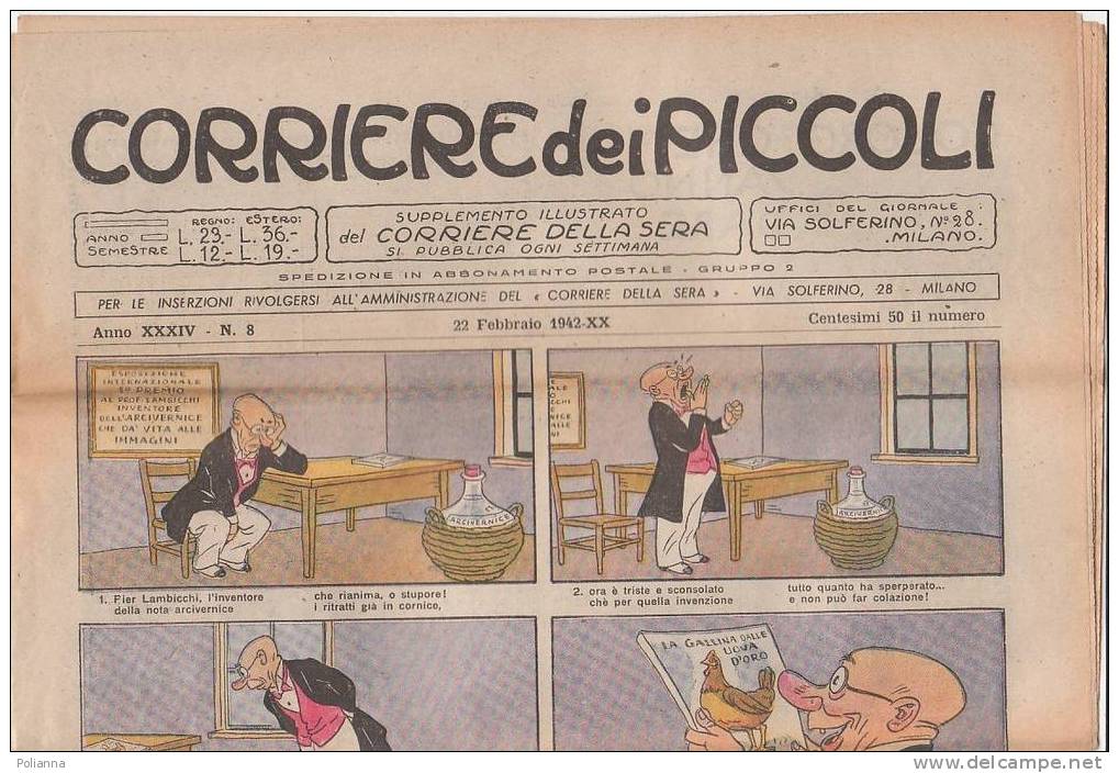 C0769 - CORRIERE DEI PICCOLI 22 Febbraio 1942/Illustrazioni MANCA/FIORINI/BONFANTI/MOLERPA/PAGOTTO - Corriere Dei Piccoli