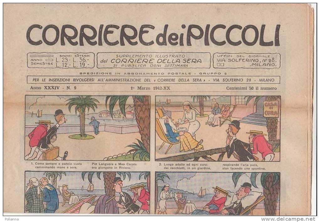 C0770 - CORRIERE DEI PICCOLI 1 Marzo 1942/Illustrazioni PALERMO/ZANETTI/BOTTOLI/MANCA/PAGOTTO - Corriere Dei Piccoli