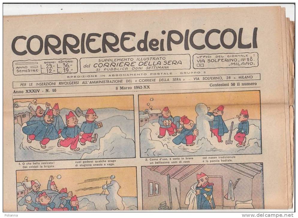 C0771 - CORRIERE DEI PICCOLI 8 Marzo 1942/Illustrazioni ANGOLETTA/BISI/MANCA/PAGOTTO - Corriere Dei Piccoli