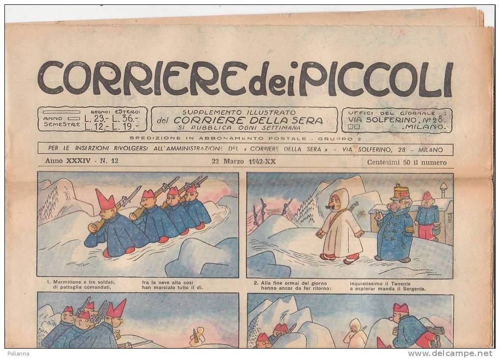 C0773 - CORRIERE DEI PICCOLI 22 Marzo 1942/Illustrazioni ANGOLETTA/FIORINI/ZANETTI/PAGOTTO - Corriere Dei Piccoli