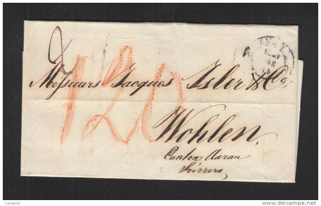 Lettera Firenze Wohlen Svizzera 1858 - 1. ...-1850 Prefilatelia