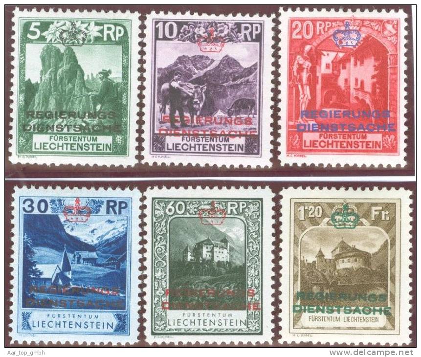 Liechtenstein Dienst 1932 Zu#D1A, D2A, D3A, D4A, D7A, D8A * Falz Gezähnt 10.5 - Service