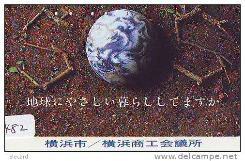 Télécarte Japon MAP * Carte Du Monde * GLOBE (482) Géographie * Mappemonde * Japan Phonecard * Telefonkarte * AARDBOL - Raumfahrt