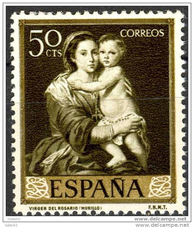 ES1272-L1977TARSC.España. Spain. Espagne.Virgen Del Rosario.pintor..MURILLO.1960.  ( Ed 1272**),sin Charnela. LUJO - Otros & Sin Clasificación