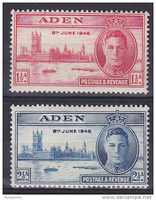 Aden 1946 Mi. 29-30 King George VI. Victory Issue Complete Set MH* - Aden (1854-1963)