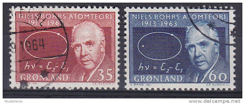Greenland 1963 Mi. 62-63 Niels Bohr, Physiker Nobelpreisträger 1922 (Cz. Slania) Complete Set !! - Usados