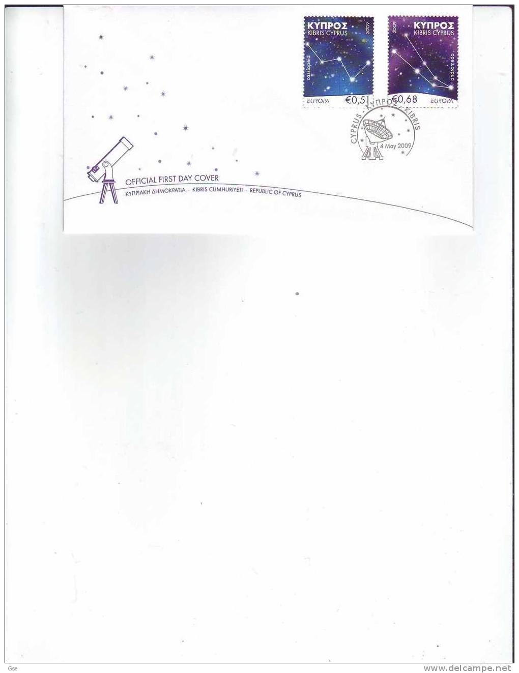 CIPRO 2009  - FDC - Unificato 1167/68 - Annullo Speciale Illustrato - Europa - Astronomie