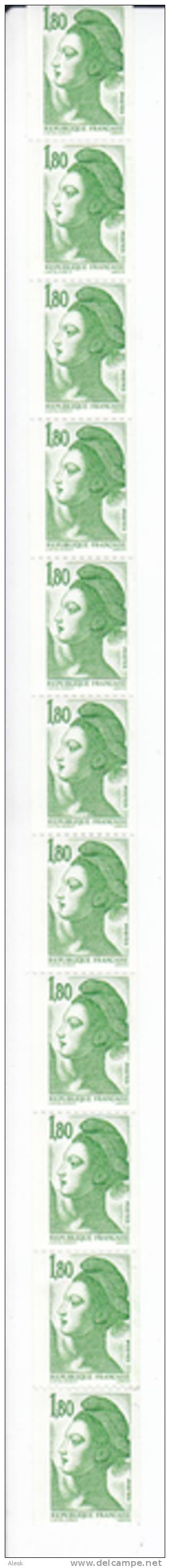ROULETTES De 11 Timbres Liberté De Gandon 1.80fr Vert N° 86a - Coil Stamps