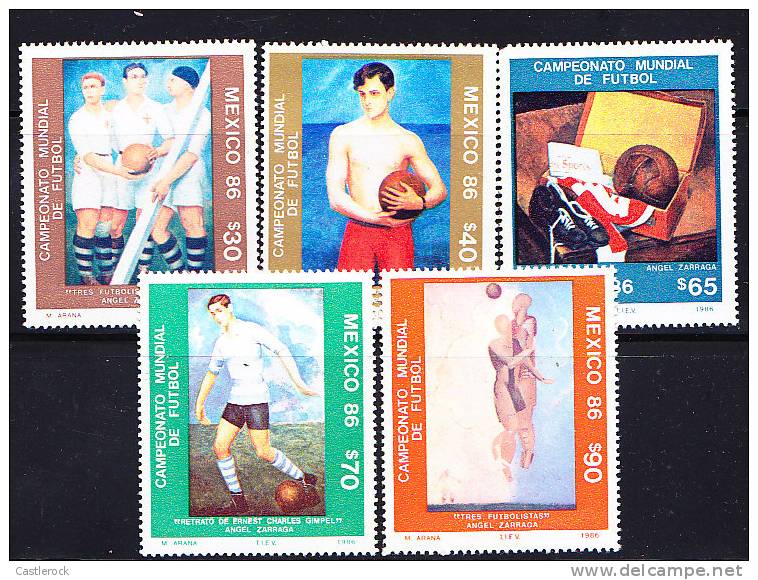 T)MEXICO 1986 WORLD CUP SOCCER CHAMPIONSHIPS,SET(5),SCN 1439-1443,MNH. - 1986 – Mexique