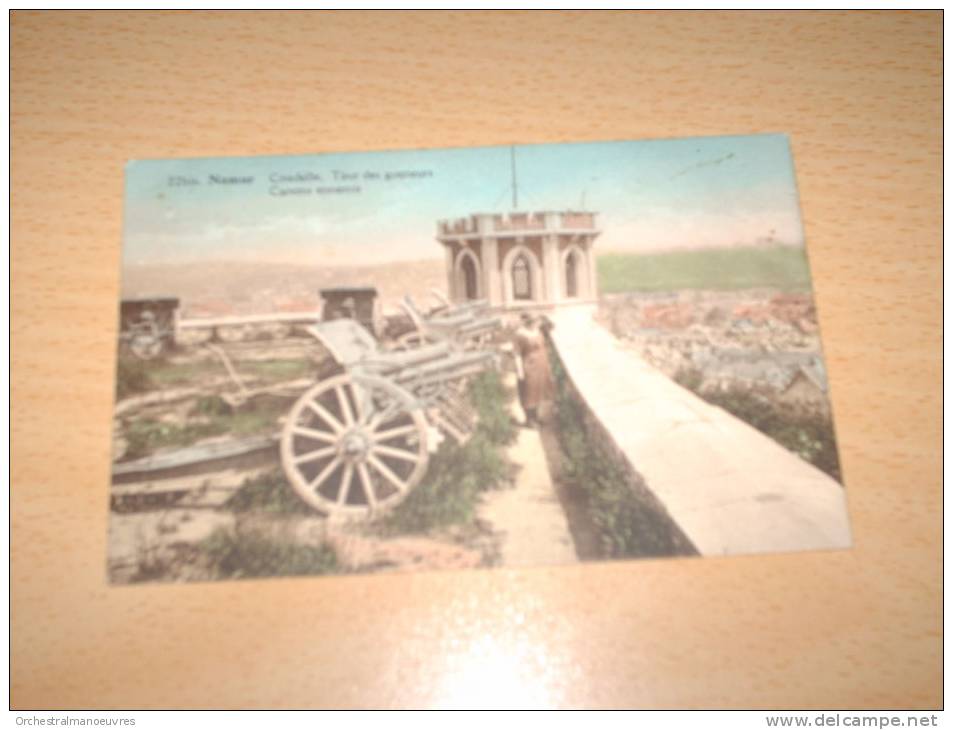 CPA  POSTCARD BELGIQUE NAMUR 1928 GP ANIME CITADELLE TOUR DES GUETTEURS CANONS ENNEMIS CANON Tp Avec Surcharge Taxe Bleu - Namur