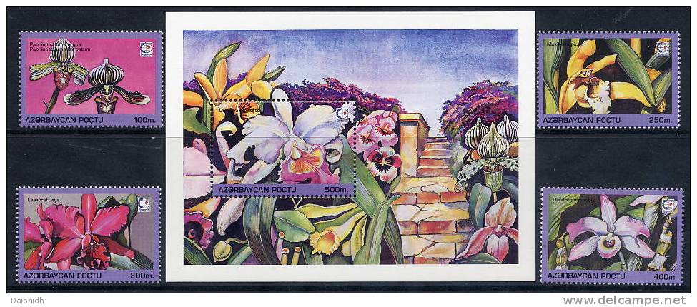 AZERBAIJAN 1995 Orchids (4v + Block)  MNH / ** - Orchidées