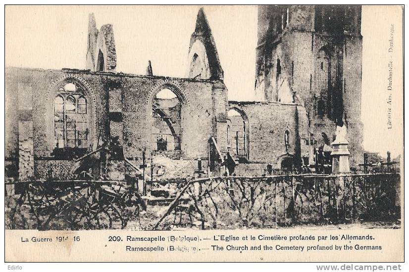 Ramscapelle - La Guerre 1914-15 - L'Eglise Et Le Cimetière Profanés  - écrite  TTB Militaria - 14/18 - Lo-Reninge